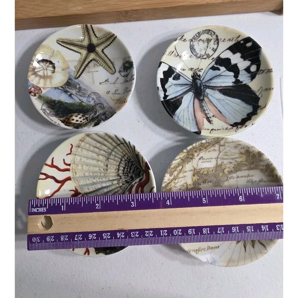 Pottery Barn Natural Curiosities Set of 4 Dipping Bowls Tabletop Nautical Theme